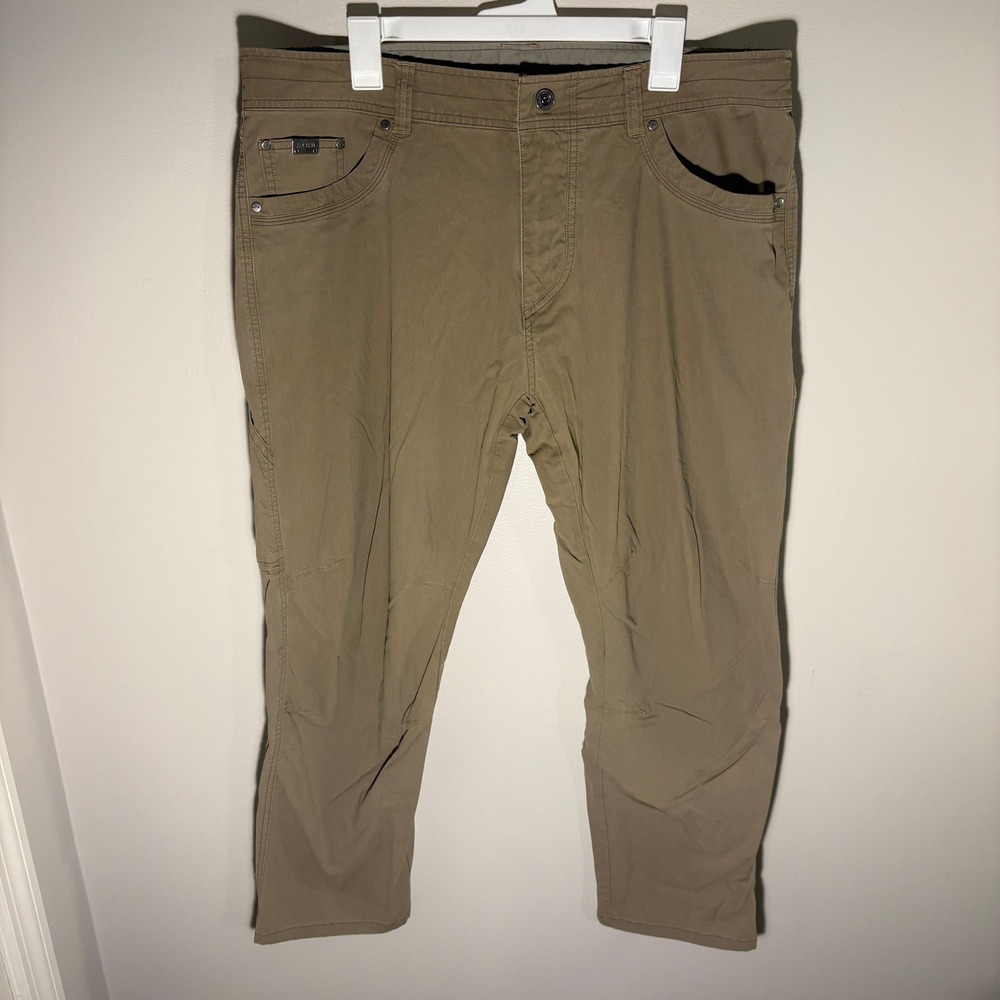 KUHL Deceptr Pants Mens 38x30 Khaki Tan Tapered Fit Hiking Travel Style 5232